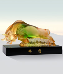 【牛勢】琉璃牛擺件