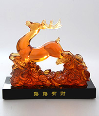 【路路有財(cái)】琉璃鹿擺件