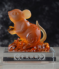 【金鼠獻(xiàn)瑞】琉璃鼠擺件
